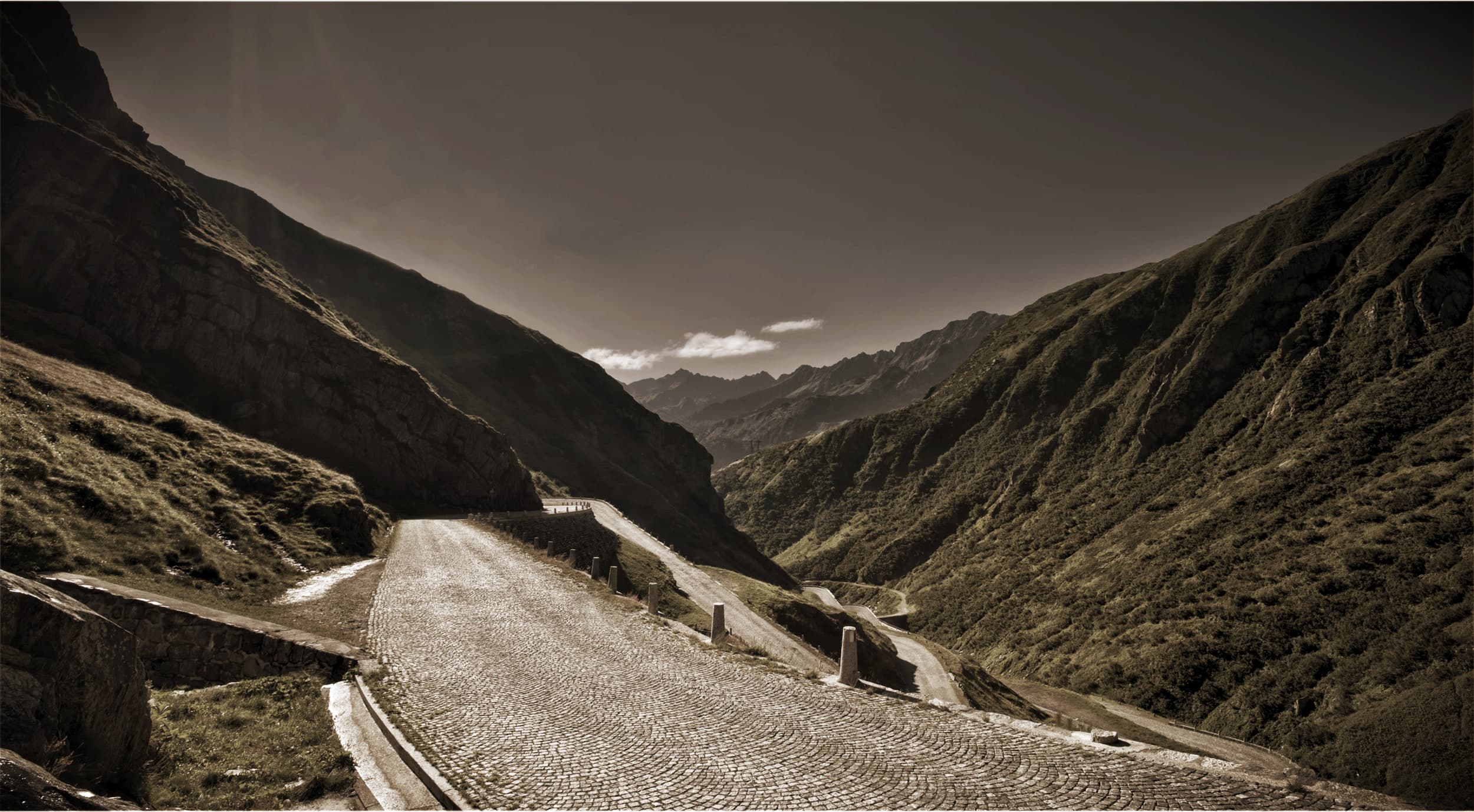 Mountain pass road in the Swiss Alps